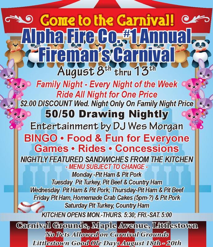 Alpha Fireman's Carnival is Almost Here! Alpha Fire Company 1